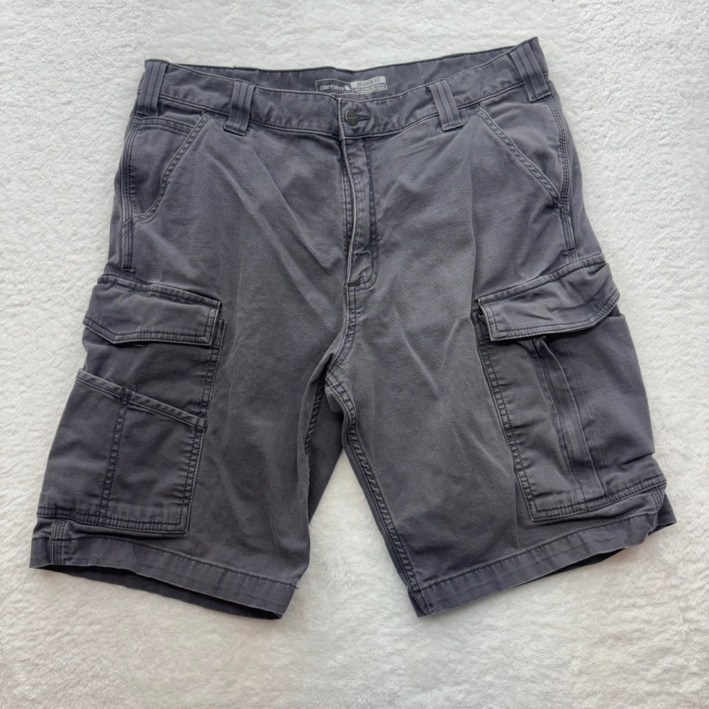 Carhartt Rugged Flex Cargo Shorts Mens 36 Grey Relaxed Fit BS3542-M Workwear